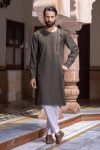 Embroidered Blended Kurta | KRW25-13-Olive | Maria B