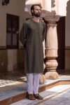Embroidered Blended Kurta | KRW25-13-Olive | Maria B