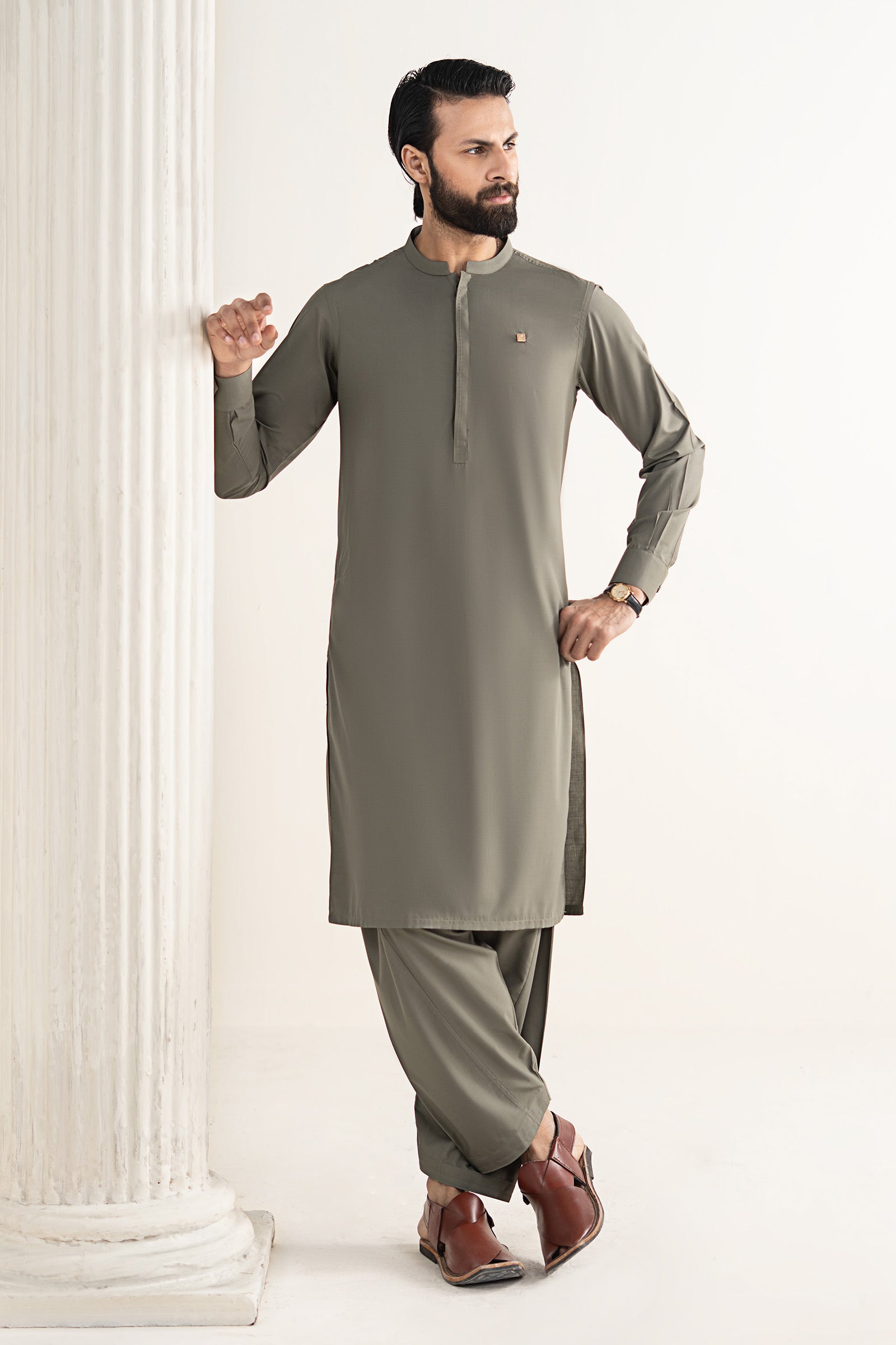 Kameez Shalwar Blended | 2PSS26-06-Mate Sage | Maria B