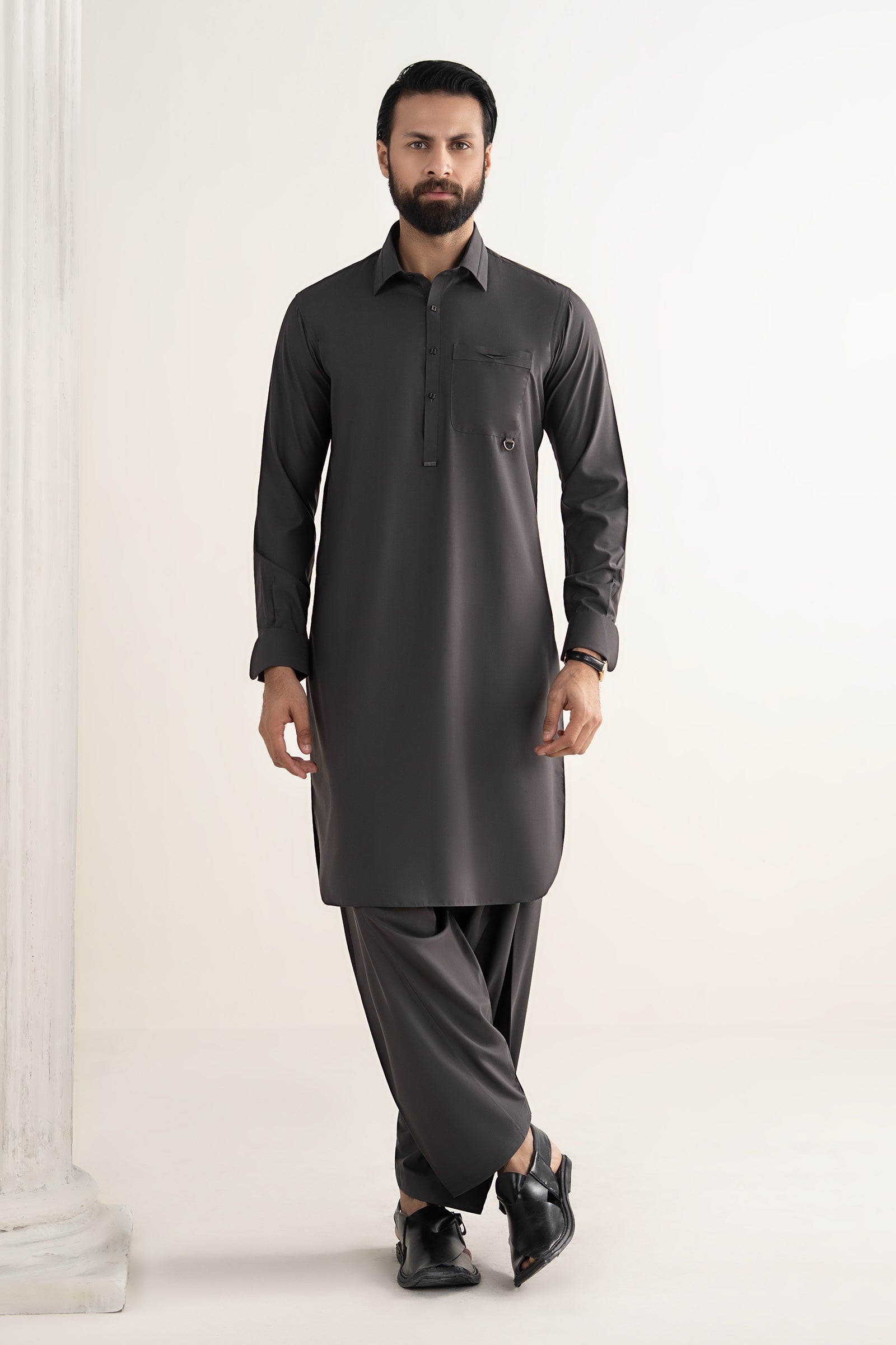 kameez Shalwar Blended | 2PSS26-07-Cobalt Grey | Maria B