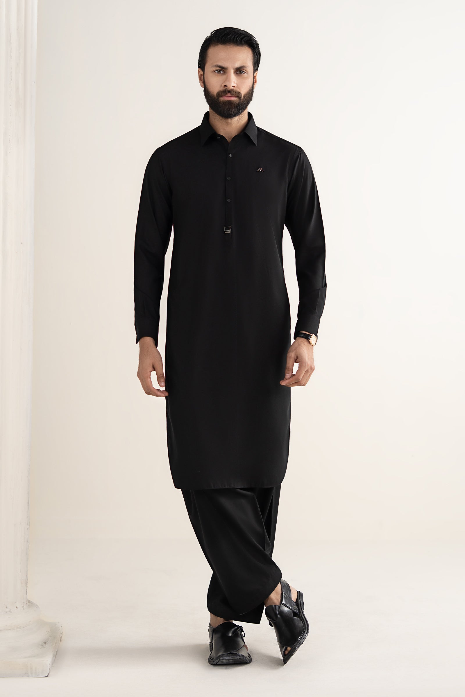 Kameez Shalwar Blended | 2PSS26-08-Night Black | Maria B