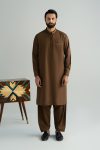 Kameez Shalwar Blended | MBMS-2P25-07-Chocolate Brown | Maria B