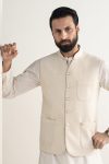 Pure Karandi Waistcoat | WCSS26-17-Feather Cream | Maria B