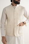 Pure Karandi Waistcoat | WCSS26-17-Feather Cream | Maria B