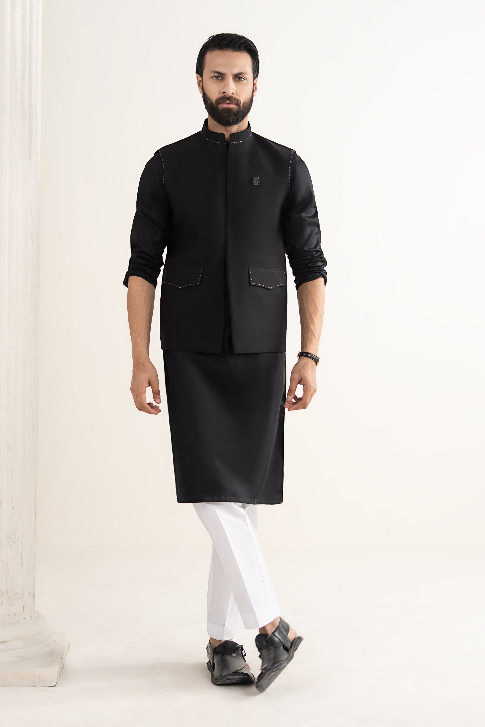 Tropical Waistcoat | WCSS26-20-Black | Maria B