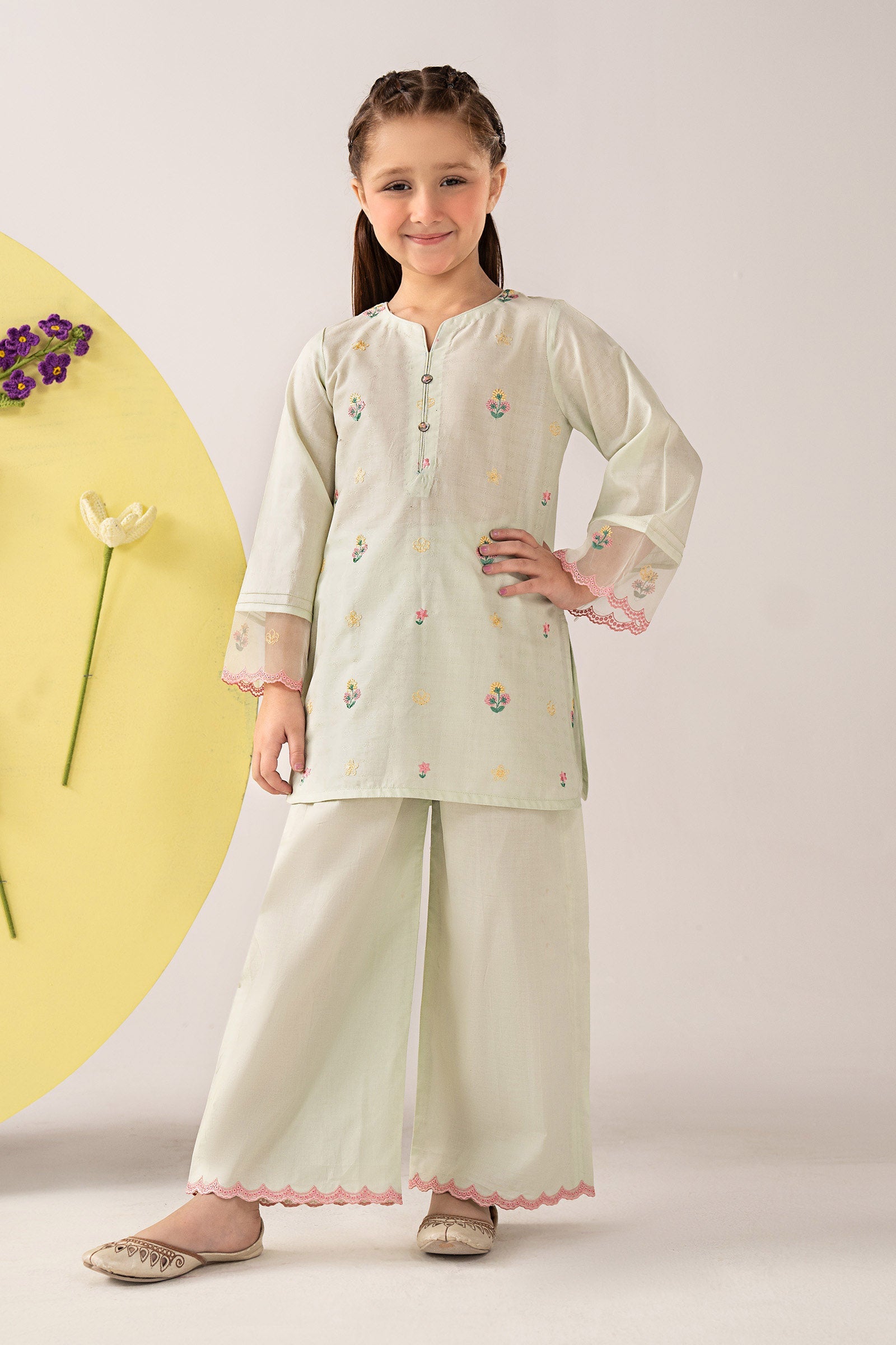 Embroidered Dobby Lawn | EA26-03-Lime Green-2-4 | Maria B