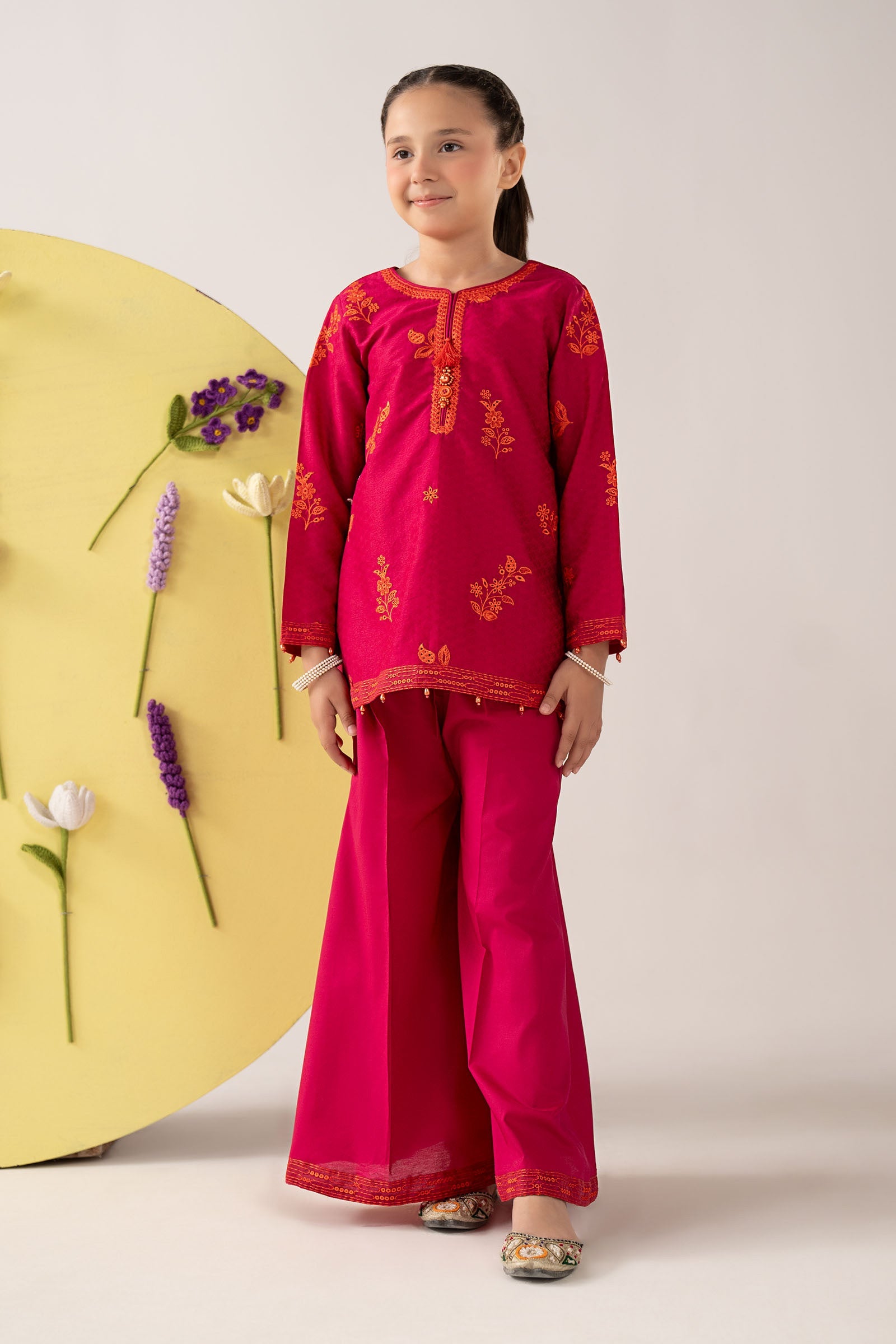 Embroidered Dobby Lawn | EA26-07-Dark Pink-2-4 | Maria B