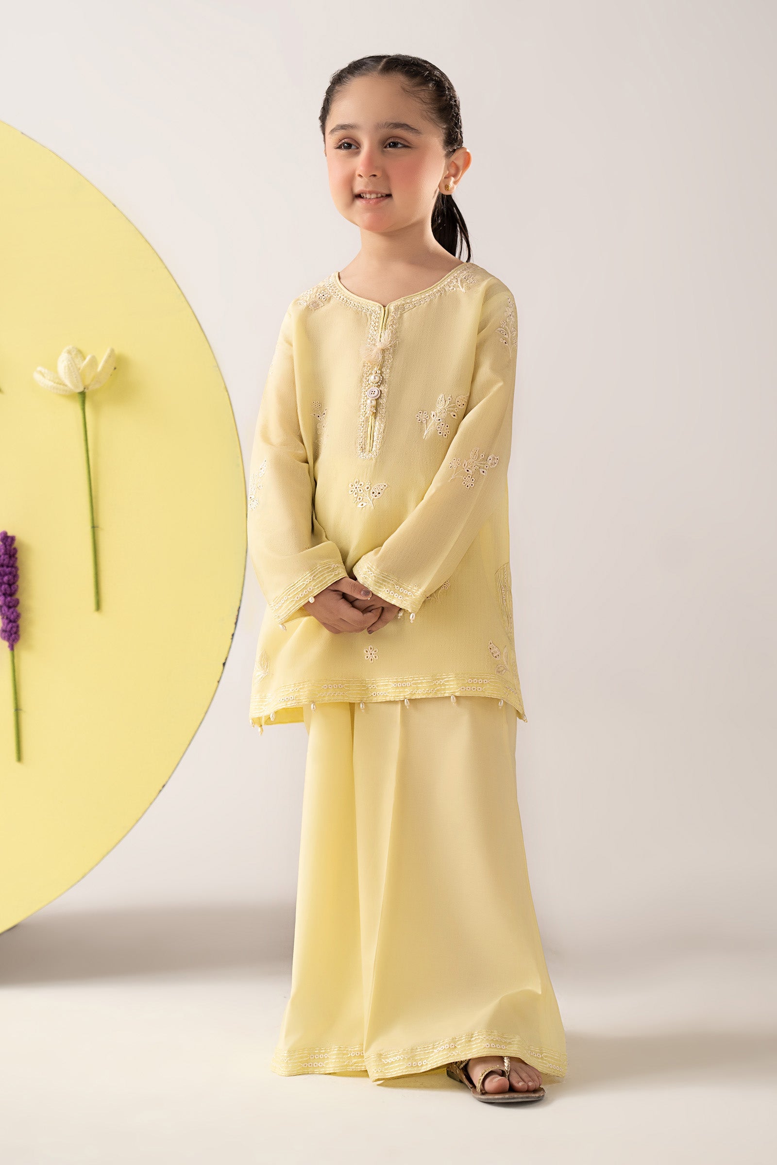 Embroidered Dobby Lawn | EA26-07-Yellow-2-4 | Maria B