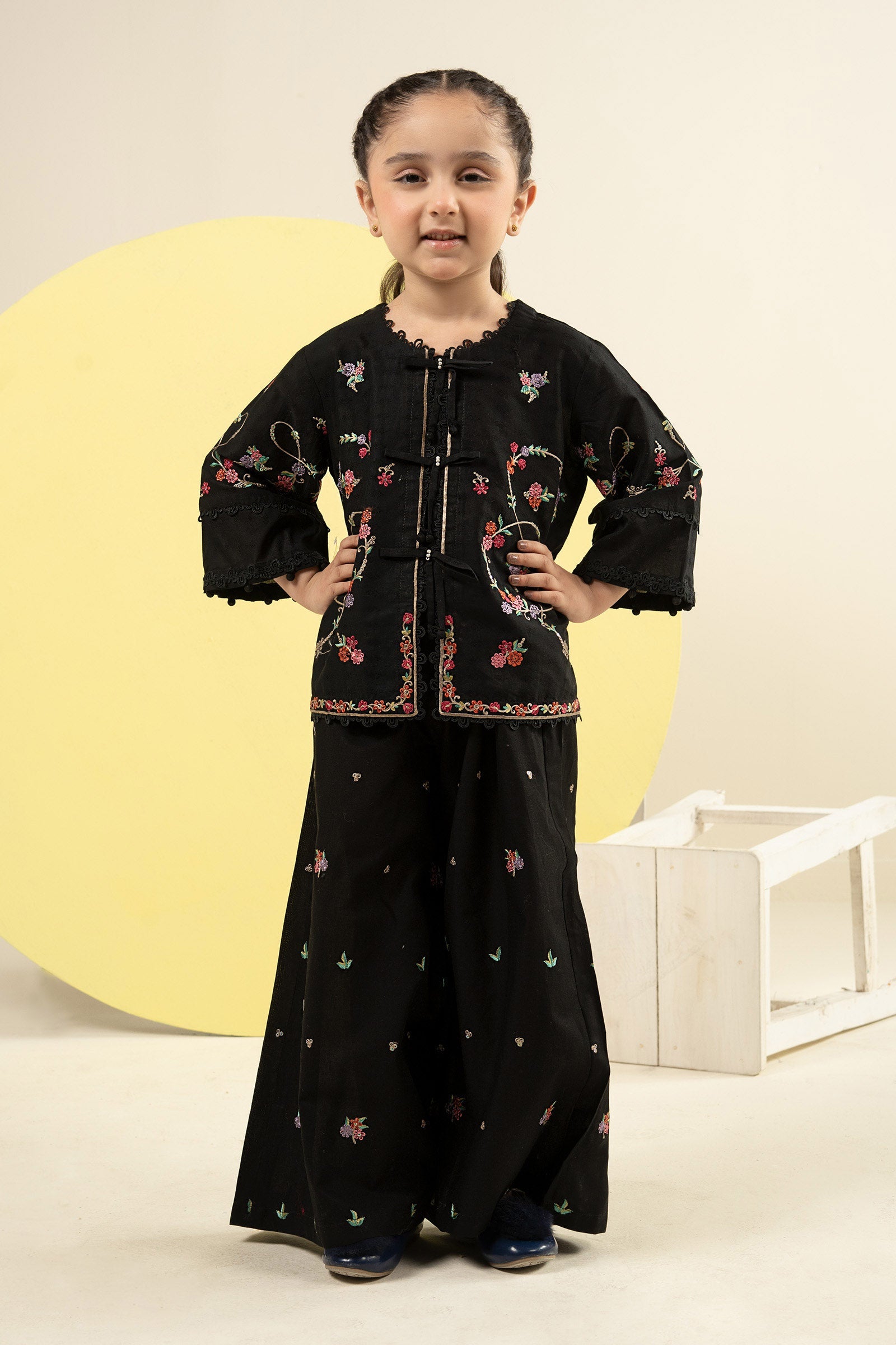 Embroidered Dobby Lawn |  EA26-13-Black-2-4 | Maria B