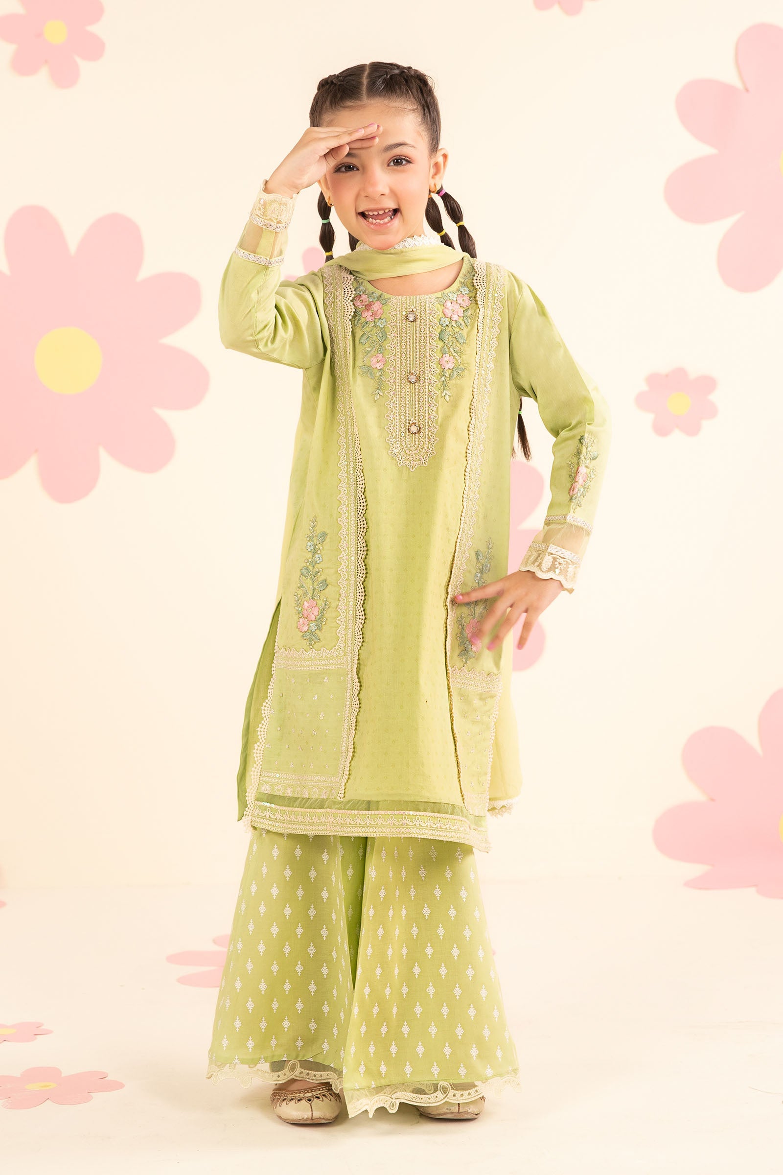 Embroidered Dobby Lawn | EF26-24-Green-2-4 | Maria B