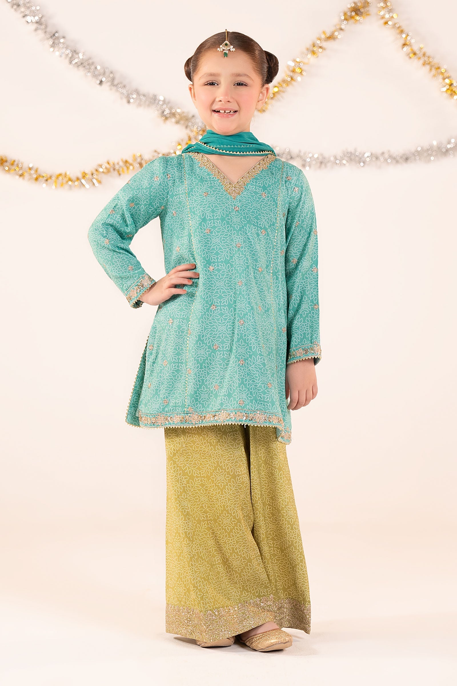Embroidered Raw Silk | EF26-49-Sea Green-2-4 | Maria B