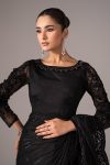 Embroidered Net Saree | EF22-41R1-Black | Maria B