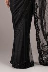 Embroidered Net Saree | EF22-41R1-Black | Maria B