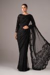 Embroidered Net Saree | EF22-41R1-Black | Maria B