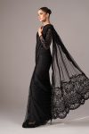 Embroidered Net Saree | EF22-41R1-Black | Maria B