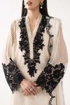 Embroidered Chiffon Suit | EF26-13-Off White | Maria B