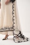 Embroidered Chiffon Suit | EF26-13-Off White | Maria B