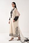 Embroidered Chiffon Suit | EF26-13-Off White | Maria B