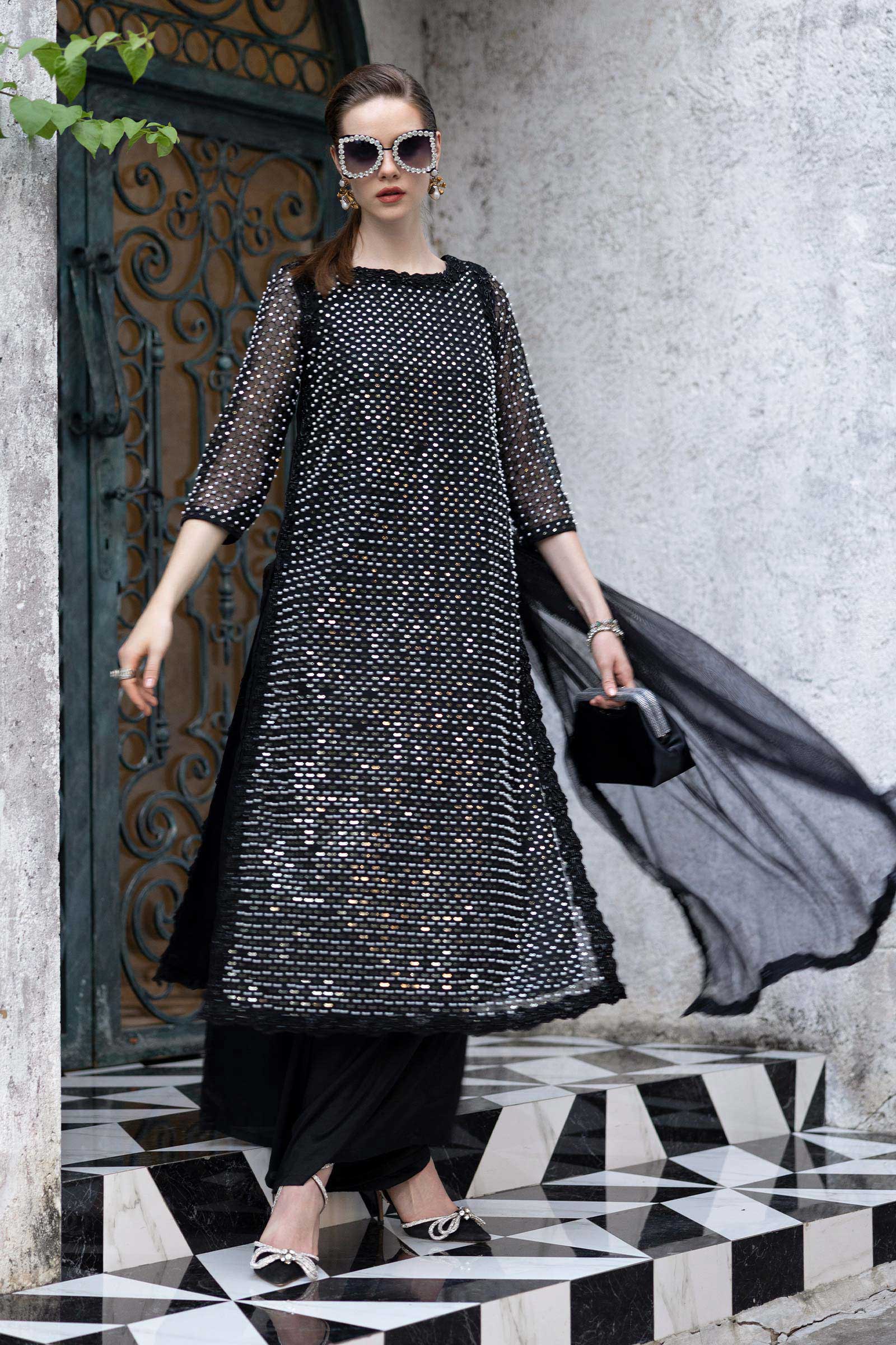 Embroidered Organza | EF26-23-Black | Maria B