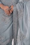 Embroidered Chiffon Saree | EF26-65-Sky Blu | Maria B