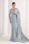 Embroidered Chiffon Saree | EF26-65-Sky Blu | Maria B