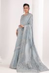 Embroidered Chiffon Saree | EF26-65-Sky Blu | Maria B