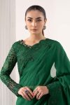 Embroidered Chiffon Saree | EF26-73-Green | Maria B