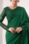 Embroidered Chiffon Saree | EF26-73-Green | Maria B