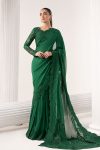 Embroidered Chiffon Saree | EF26-73-Green | Maria B